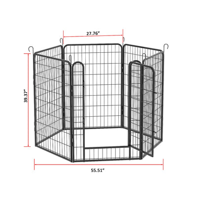 US Local 6 Panels Heavy Duty Metal Playpen With Door 39.37 H Dog Fence Pet Exercise Pen For Outdoor, Indoor