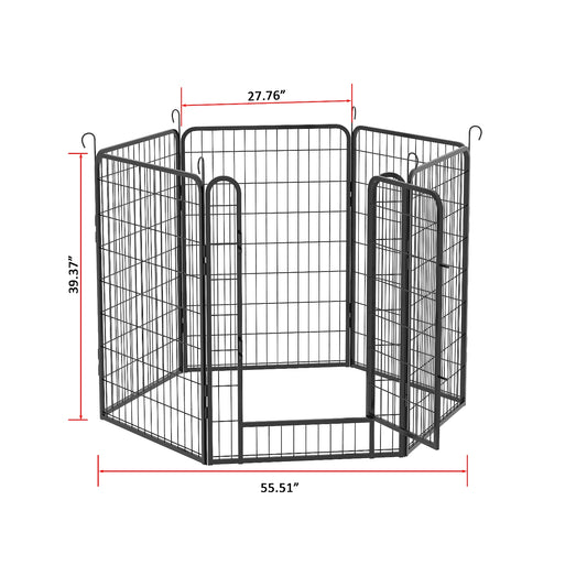 US Local 6 Panels Heavy Duty Metal Playpen With Door 39.37 H Dog Fence Pet Exercise Pen For Outdoor, Indoor