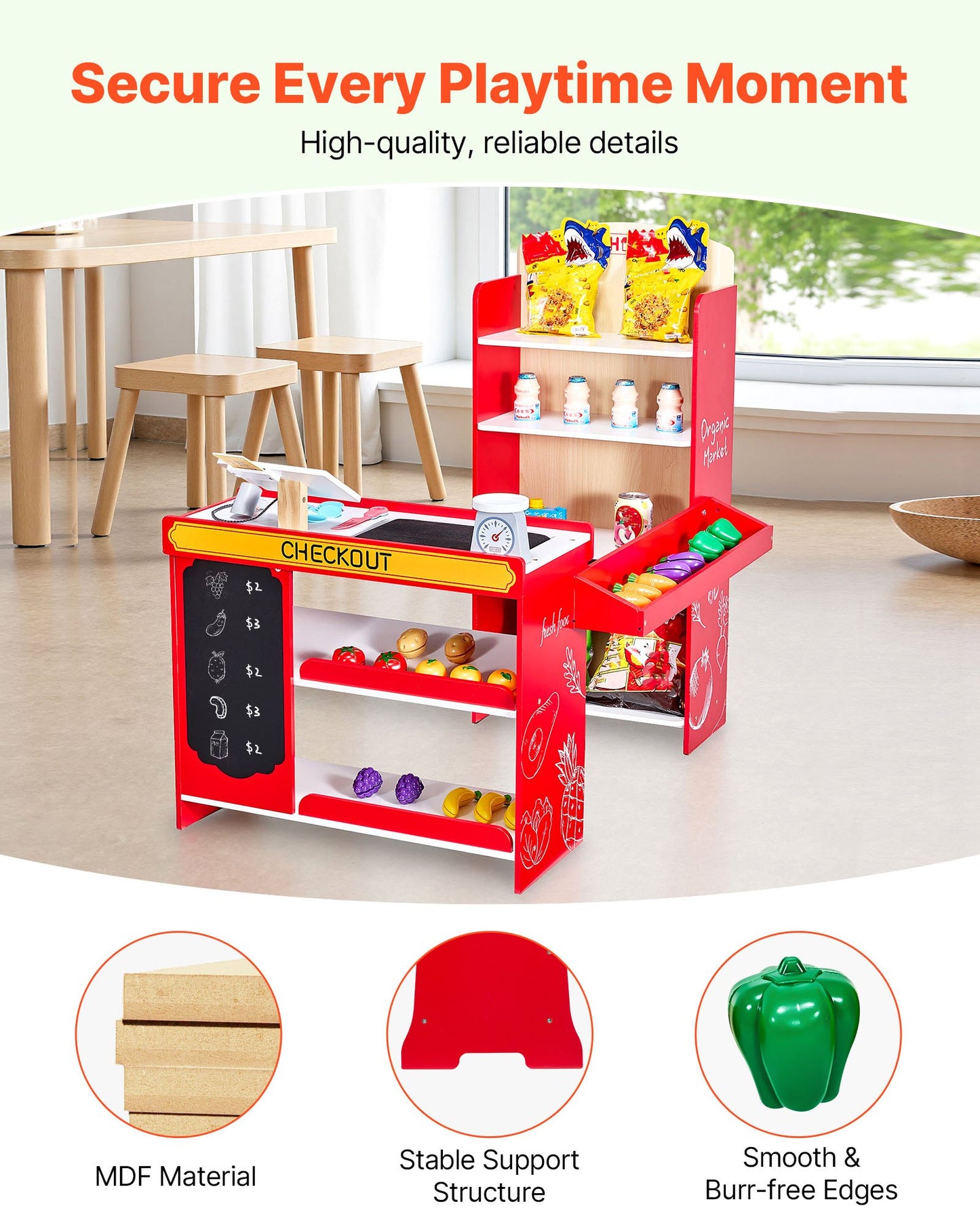 US Local Kids Grocery Store Playset Supermarket Play Toy Set With Cash Register