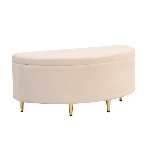 UK Local Velvet Upholstered Bed,Single Bed-3ft 90x190cm, Shell-like Bed With Golden Iron Legs, Wooden Slatted Frame, Upholstered Bench With Storage Space 90x40x42cm