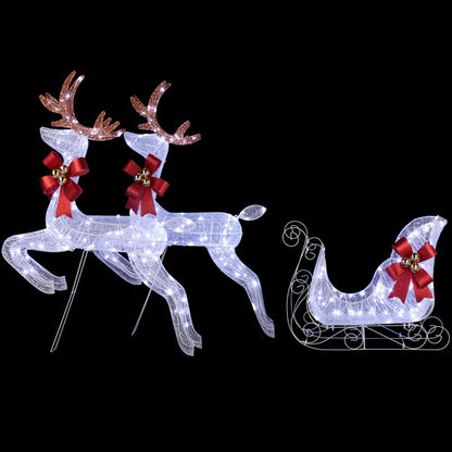 US Local 211X27.5X100cm Deer Sled, White Light, Powder Mesh, Christmas Lights, Reindeer
