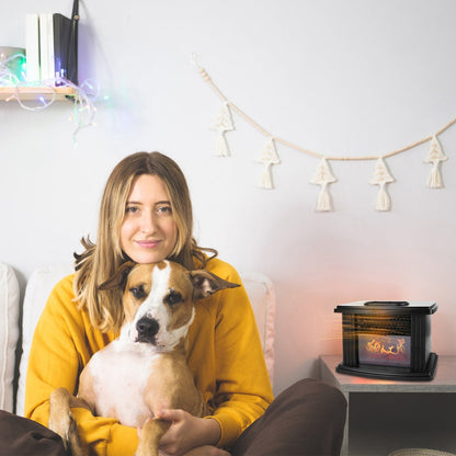 US Local 1 Pc Electric Fireplace Heater 800W Artificial Flame Stove Heater With Accurate Digital Thermostat Timer Setting Remote Control Overheating Protection For Office Bedroom