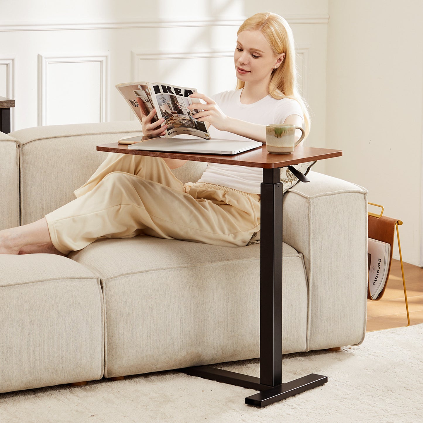 US Local Adjustable Mobile Bed Table, Computer Desk, Mobile Standing Table
