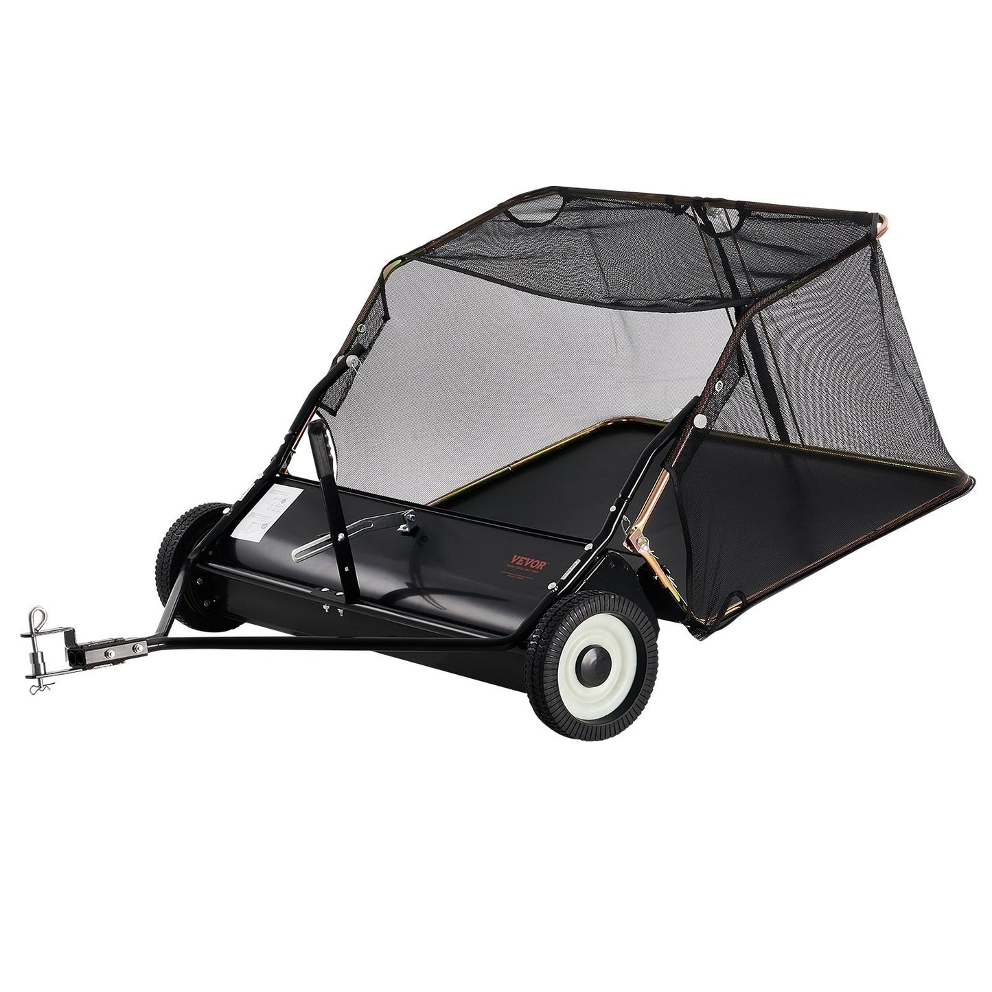 US Local VEVOR Tow-Behind Lawn Sweeper 42-inch Leaf Yard Collector 12 Cu.ft. Adjustable
