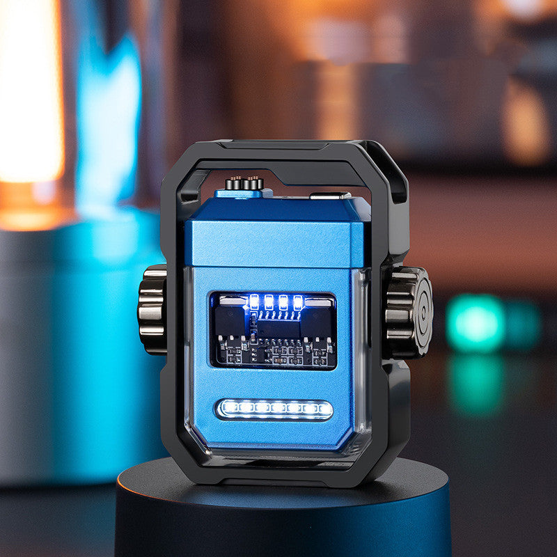 Pulse Lighter Double Arc Outdoor Windproof Type-C Charging Electric Lighter Mechanical Alloy Rotary Gyroscope Decompression Tool