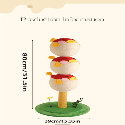 US Local Cute Puffer Fish-shaped Cat Climbing Frame, Three-tier Climbing Tower With Base, Indoor Cat Scratching Post Climbing Frame With Vertical Claw Interactive Cat Toy, Suitable For Cats Of All Sizes