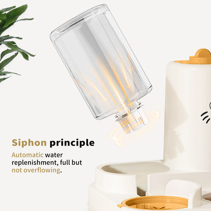 US Local 2-in-1 Automatic Cat Feeder And Water Dispenser - Dry Wet Separation, Cute Colored Face Feeder, Durable Plastic, Very Suitable For Indoor Pets To Drink Water And Healthy Diet, Cat Food And Water Dispe