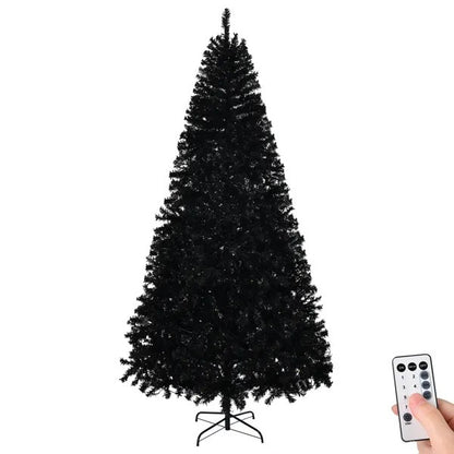 US Local 6 FT Pre-lit Artificial Christmas Tree, Hinged Xmas Pine Tree With 900 Branch Tips, 250 Lights And Remote Control For Holiday Party Office Home, Black