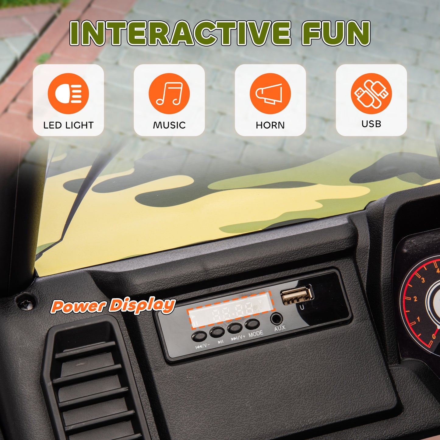 US Local 12V Kids Electric Car with Parent Remote Control, Spring Suspension, Soft Start, Music, LED Light, Safety Belt, Green