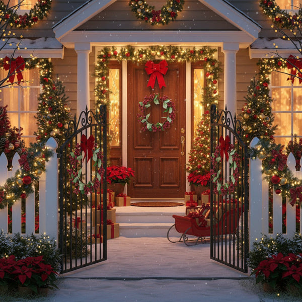 US Local 3PCS Set Christmas Door Wreath With Pine Cones & Greenery 13 Red Berry Holly Wreath For Holiday Home Decor FBA Shipment