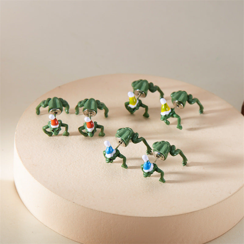 Christmas Stud Earrings Cartoon Creative Frog
