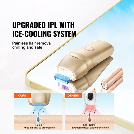 US Local VEVOR IPL Hair Removal, Permanent Hair Removal With Ice Cooling System For Women Men, Auto Manual Modes & 5 Levels, Painless At-Home Hair Removal Device For Legs, Arms, Armpits, Bikini Line