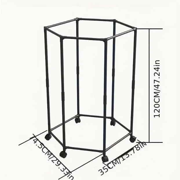 US Local Space-Saving Hexagonal Clothes Drying Rack - Sturdy Metal Floor Standing Coat Rack With Multiple Rods, Suitable For Bedroom, Dormitory, And Balcony, Holds Multiple Garments, Dorm Room Furniture