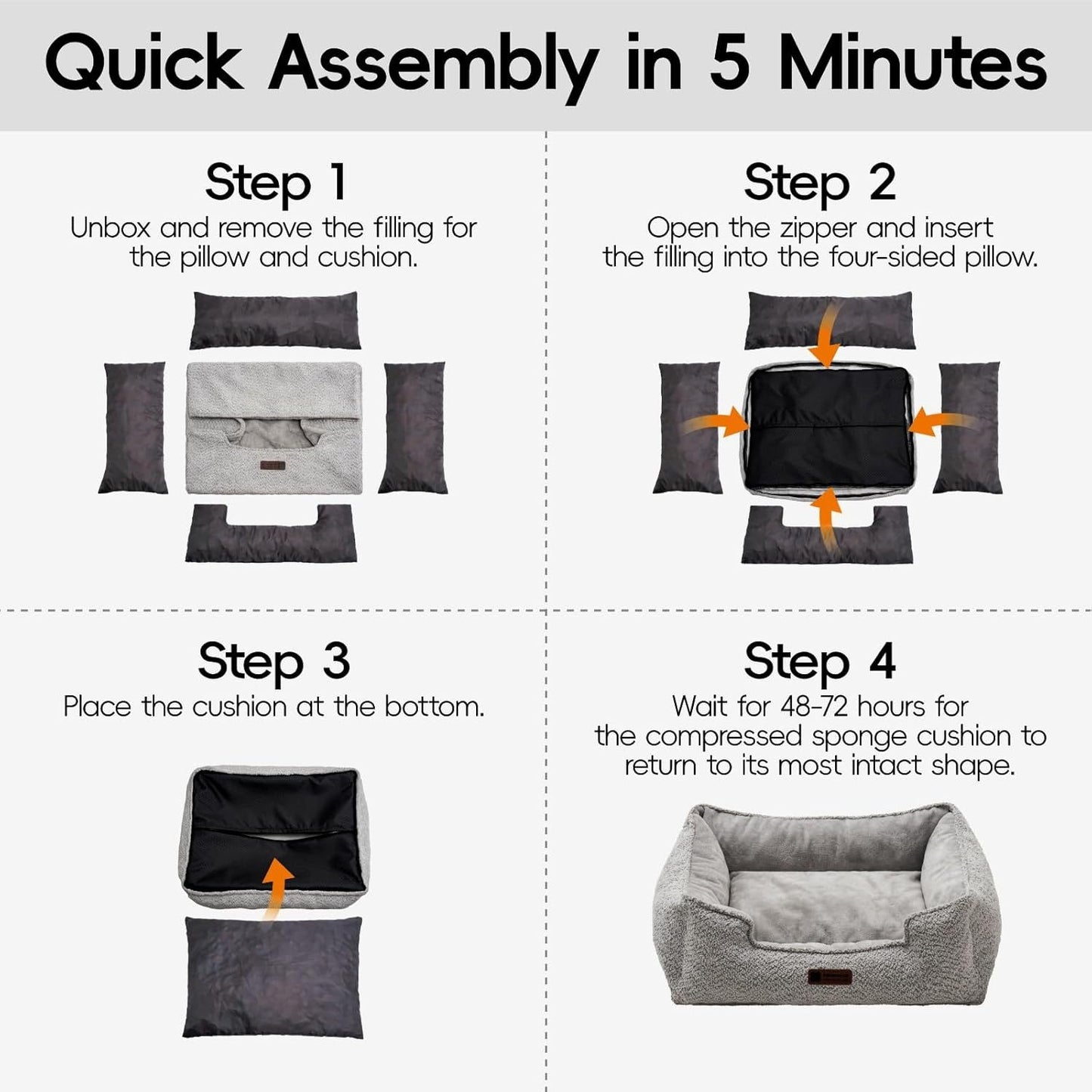 MEWOOFUN Medium Dog Bed - 31.5x23.6x9.5 Inch Washable Rectangle Pet Bed With Warming & Calming Features, Anti-Slip Bottom For Puppies