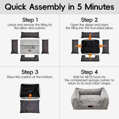 MEWOOFUN Medium Dog Bed - 31.5x23.6x9.5 Inch Washable Rectangle Pet Bed With Warming & Calming Features, Anti-Slip Bottom For Puppies