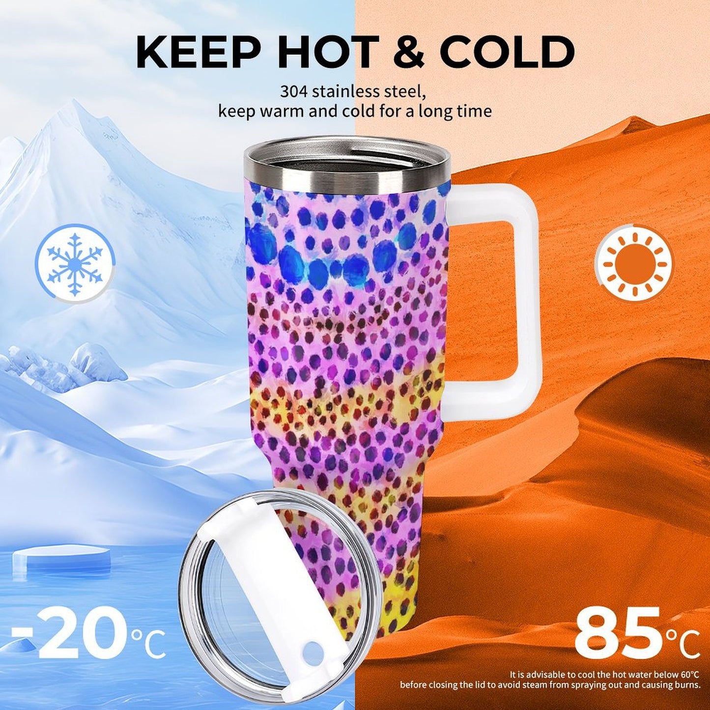 PHDT00399 POD US Local Tumbler 40 oz Large Capacity Car Cup Leopard