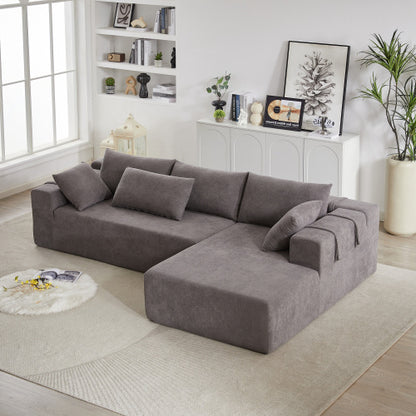 US Local Modern Chenille Upholstered Sectional Sofa Couch Set,Modular 108 L Shaped Sectional Living Room Sofa Set With 6 Pillows,Free Combination Sofa Couch For Living Room,Bedroom
