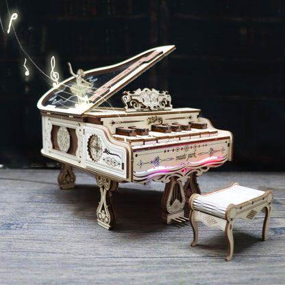 US Local MUSIC PARK 3d Wooden Puzzle Piano Music Box Can Be Played Handmade Assembly Model Kit DIY Crafts Holidays Birthdays Christmas Gifts