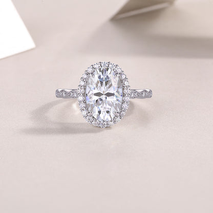 Bright Moon - A Fashionable Diamond Jewelry Piece Set With Moissanite S925 Sterling Silver And Platinum-plated Diamond Ring