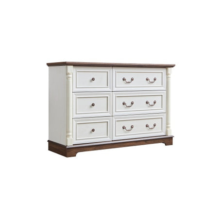 US Local Farmhouse Style 6 Drawer Dresser Chest With Base Wooden Rustic Chest Of Drawers, Storage Dresser Organizer For Bedroom, Living Room, Beautiful Sturdy And Durable