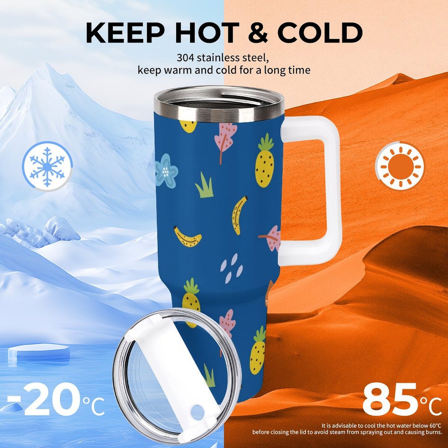 PHDT00181 POD US Local Tumbler 40 oz Large Capacity Car Cup Pineapple blue