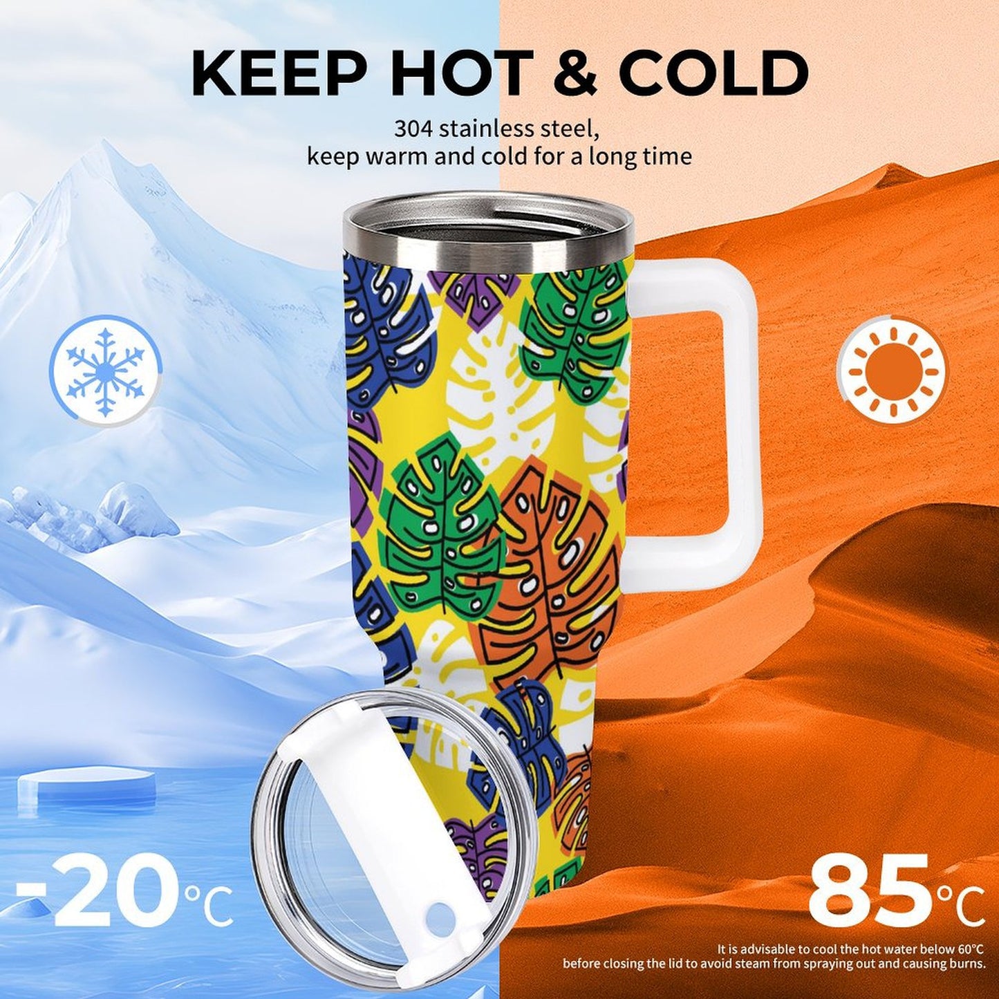 PHDT00391 POD US Local Tumbler 40 oz Large Capacity Car Cup Leaves