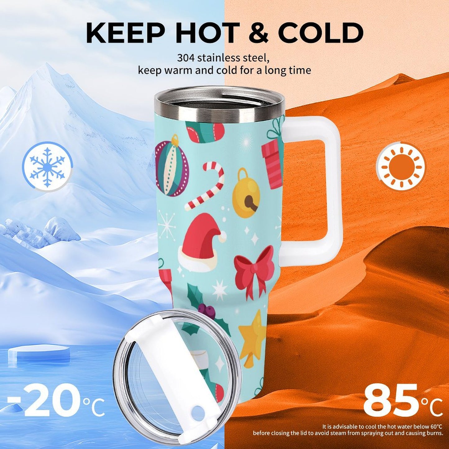 PHDT00166 POD US Local Tumbler 40 oz Large Capacity Car Cup Christmas