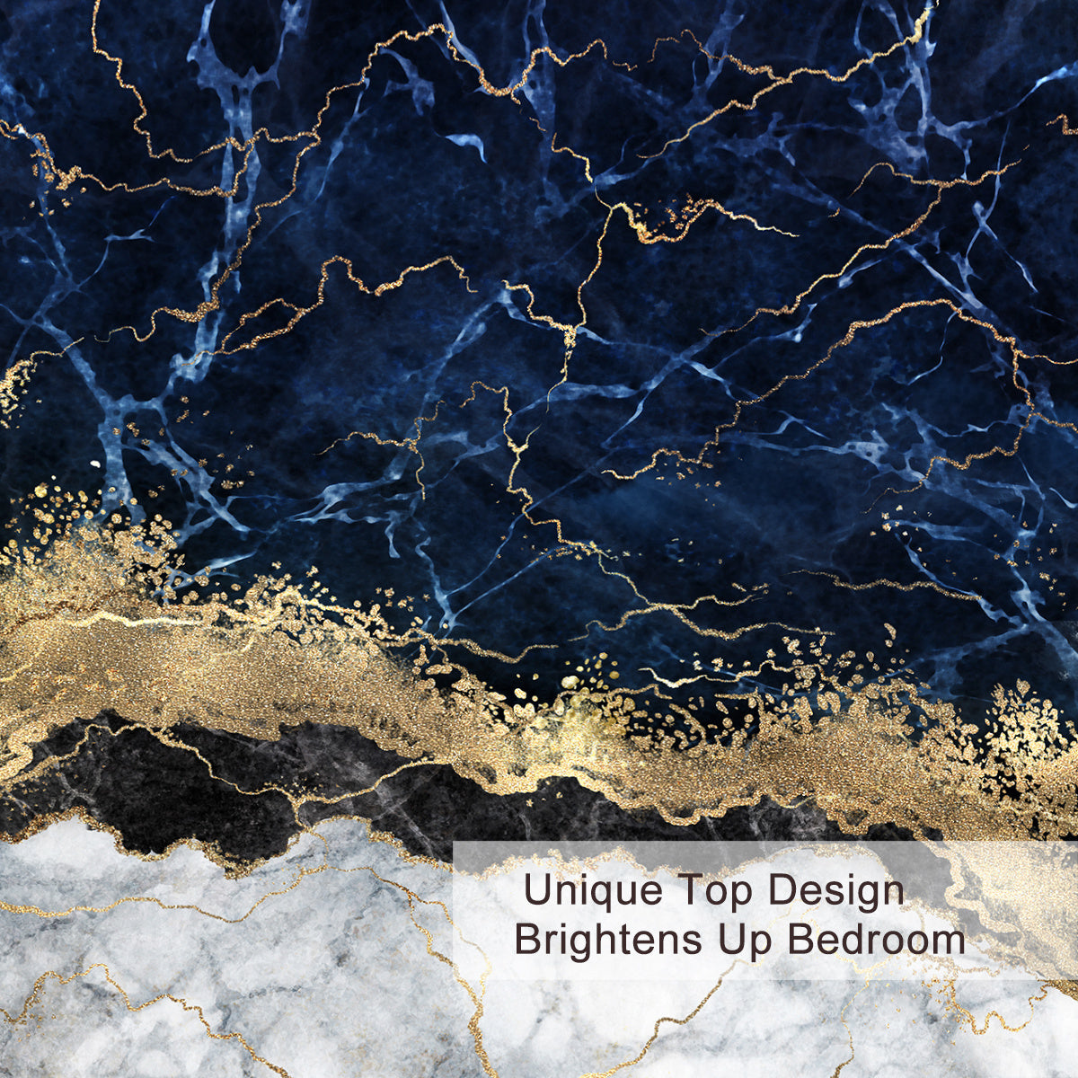 US & UK Local Chic Marble Bedding White Marble Gilded Navy Blue Duvet Cover Set Trendy Printed Design Bed Quilt Cover Set King 1 Duvet Cover 2 Pillowcases