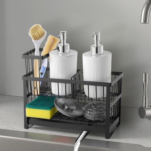 US Local Kitchen Sink Caddy Organizer Sponge Holder For Kitchen EssentialsStorage