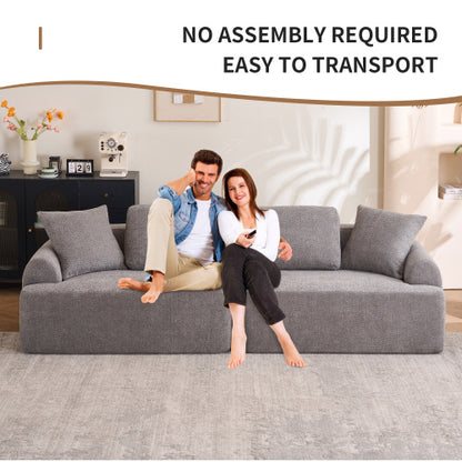 US Local LY-024GY COMPRESSION SOFA  4-seater Combined Sofa, Crochet Yarn Fabric, Full Sponge Compression Sofa,combined Sofa With 4 Pillows For Home Living  Home Furniture  Apartment  Office  House