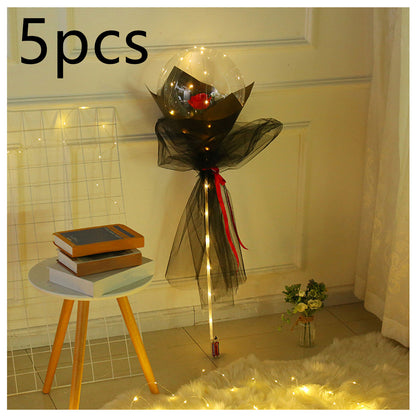 US Local LED Luminous Balloon Rose Bouquet Transparent Bobo Ball Rose
