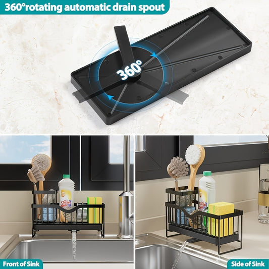 US Local Stainless Steel Sponge Holder, Sink Scouring Pad Draining Rack, Multi-functional Countertop Dishcloth Storage Rack, Kitchen Supplies