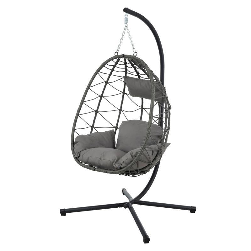 US Local Indoor And Outdoor Swing Chair With Stand, Patio Wicker Hanging Egg Chair, Hanging Basket Chair Suitable For Bedroom, Living Room And Balcony