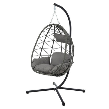 US Local Indoor And Outdoor Swing Chair With Stand, Patio Wicker Hanging Egg Chair, Hanging Basket Chair Suitable For Bedroom, Living Room And Balcony