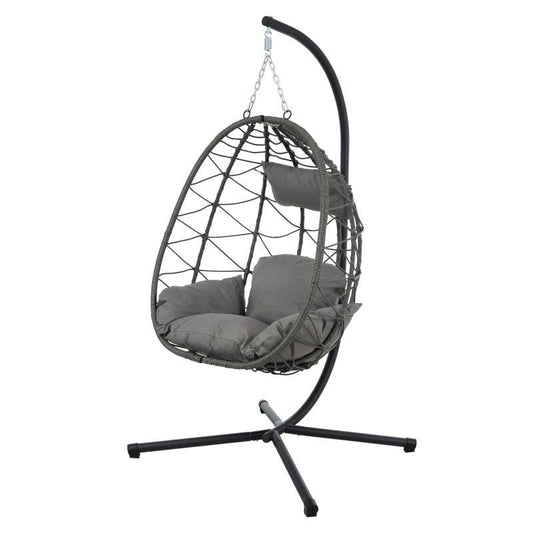 US Local Indoor And Outdoor Swing Chair With Stand, Patio Wicker Hanging Egg Chair, Hanging Basket Chair Suitable For Bedroom, Living Room And Balcony
