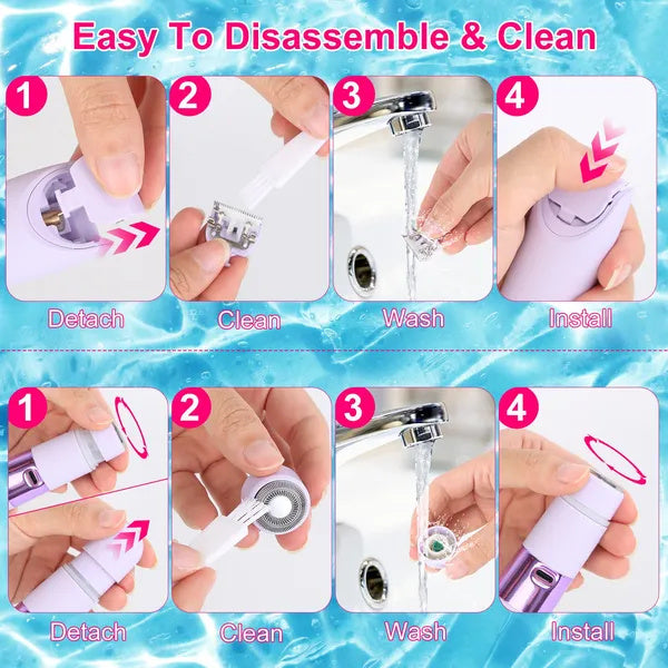 US Local 2 In 1 Bikini Trimmer For Women Dual Head Cordless Body Shaver IPX5 Waterproof Rechargeable Pubic Hair Razor Wet And Dry Use For Bikini Underarm Leg Arm Body Face