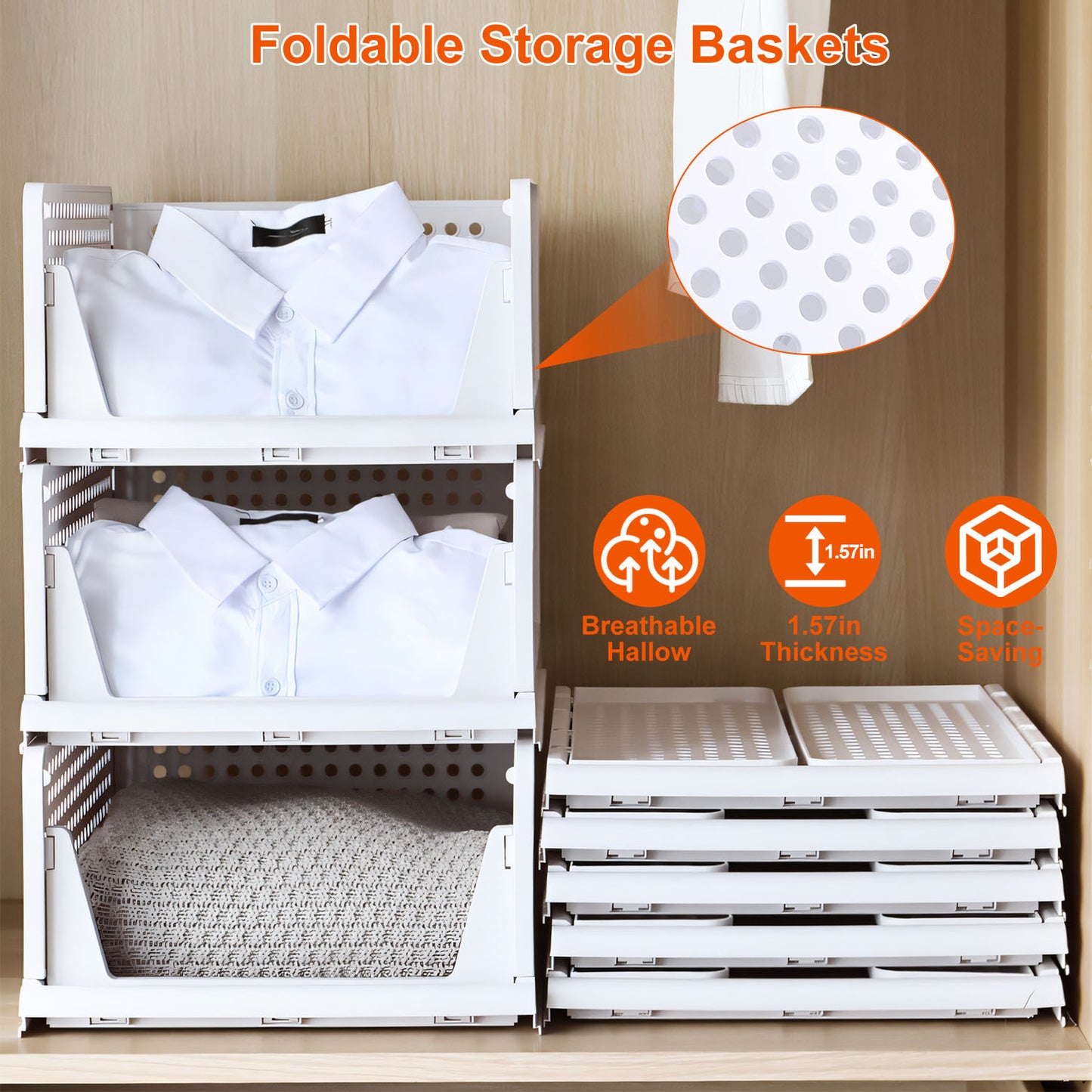 US Local 4 Packs Plastic Storage Box With Slide Rail Stackable  For Living Room Bedroom Wardrobe Fedex Shipping