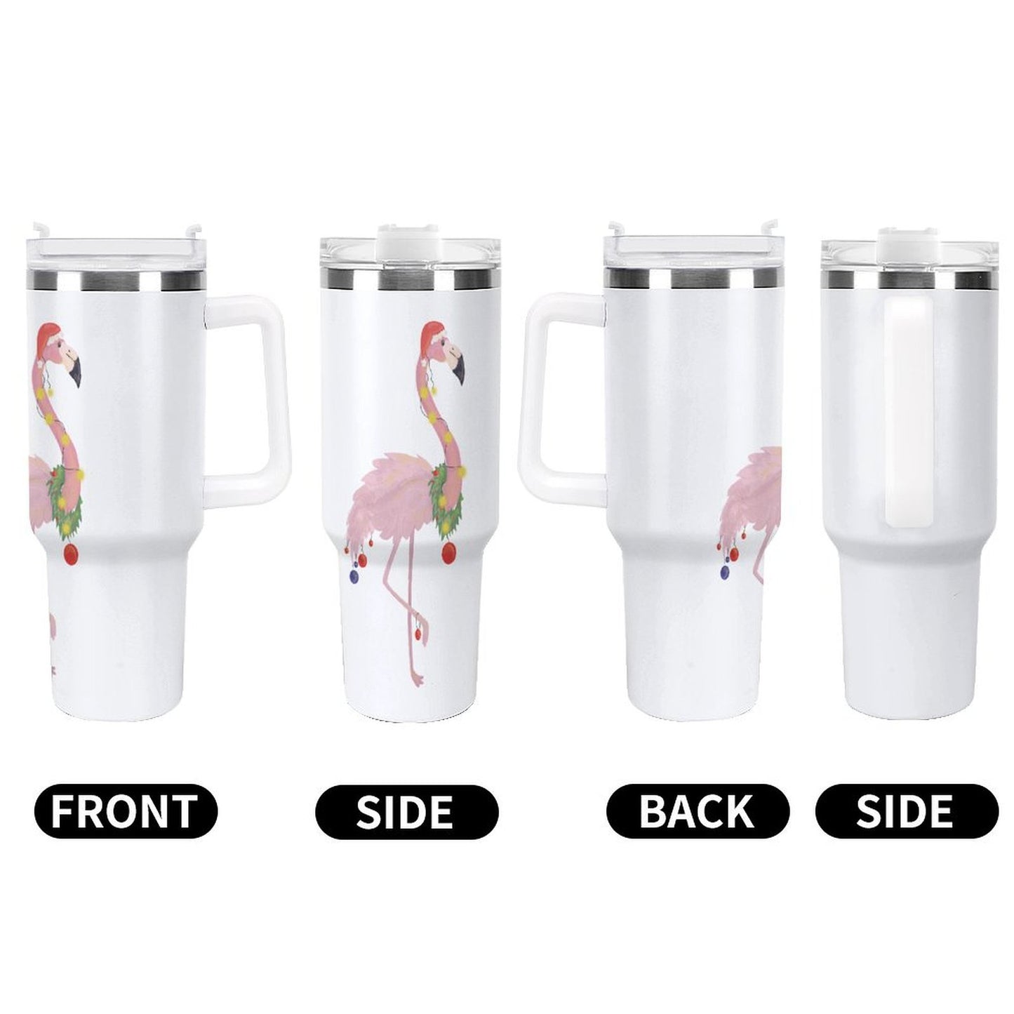 PHDT00302 POD US Local Tumbler 40 oz Large Capacity Car Cup Christmas Pink Flamingos