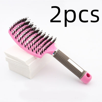 Large Curved Comb Hairbrush Boar Bristles Massage Comb Curly Hair Multifunctional Hair Brush