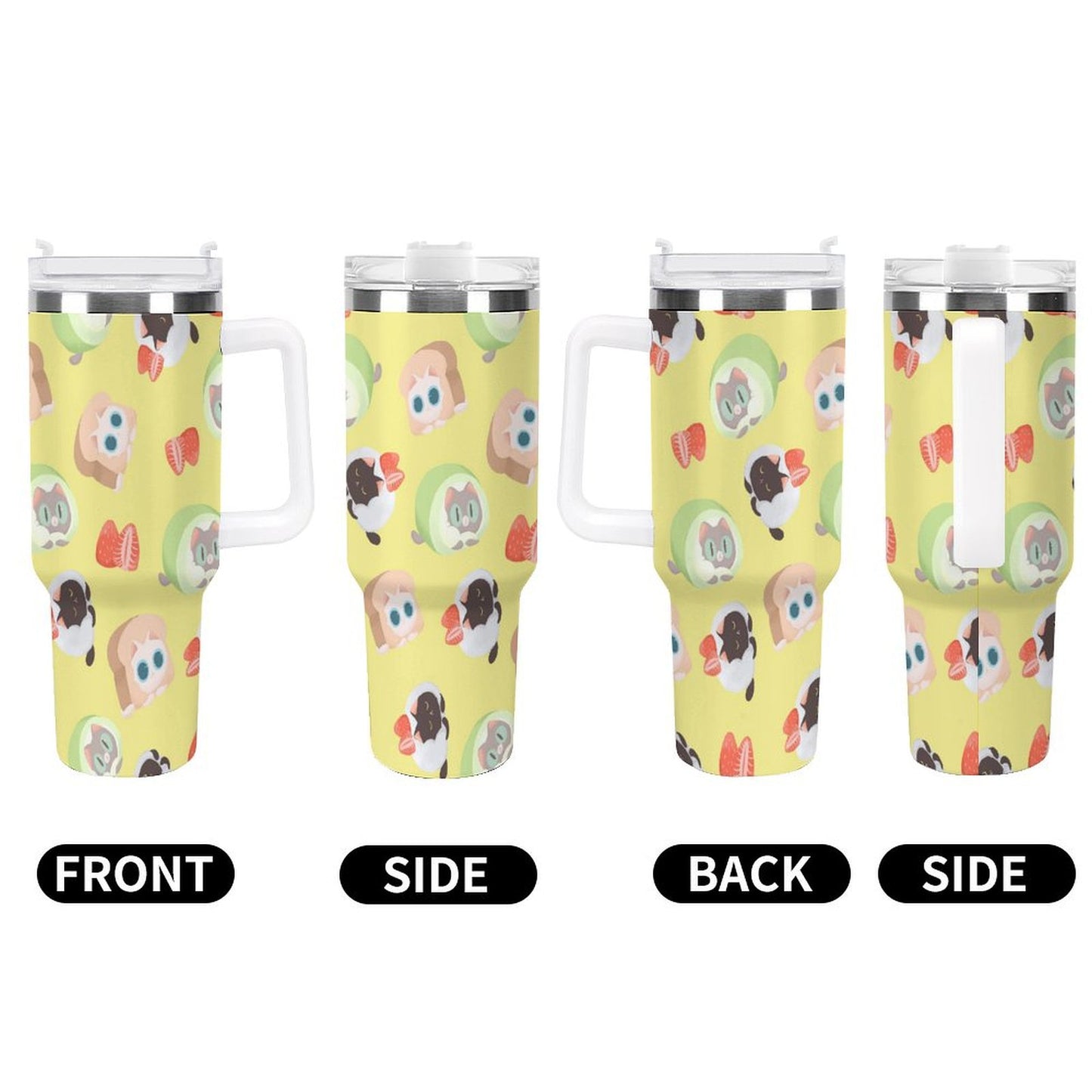 PHDT00260 POD US Local Tumbler 40 oz Large Capacity Car Cup Cat Dessert Cute Pink Green Black Yellow