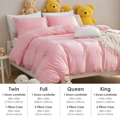 US Local Three-piece Bedding Set With Solid Color Quilt Cover And Pillowcase, Three-piece Bedding Set - Super Soft Microfiber Hotel Series - Brushed Super Soft And Machine Washable, Cute Pink Three-piece Set W