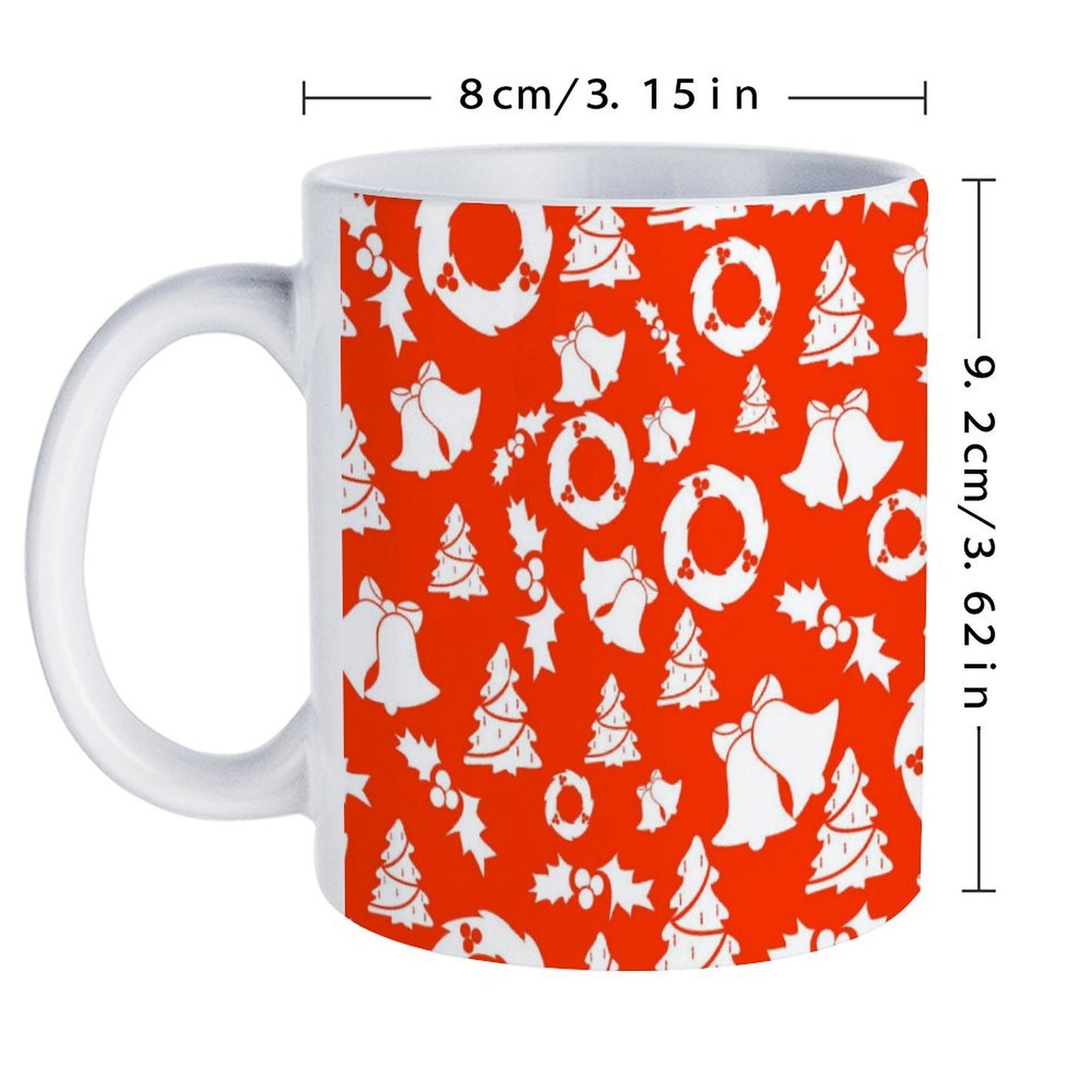 POD US Local White mug with full print, Christmas Red 0041