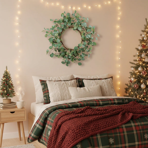 US Local Christmas Eucalyptus Wreath Green Door Wreath Fake Leaf Garland Wedding Home Frontdoor Decor FBA Shipment