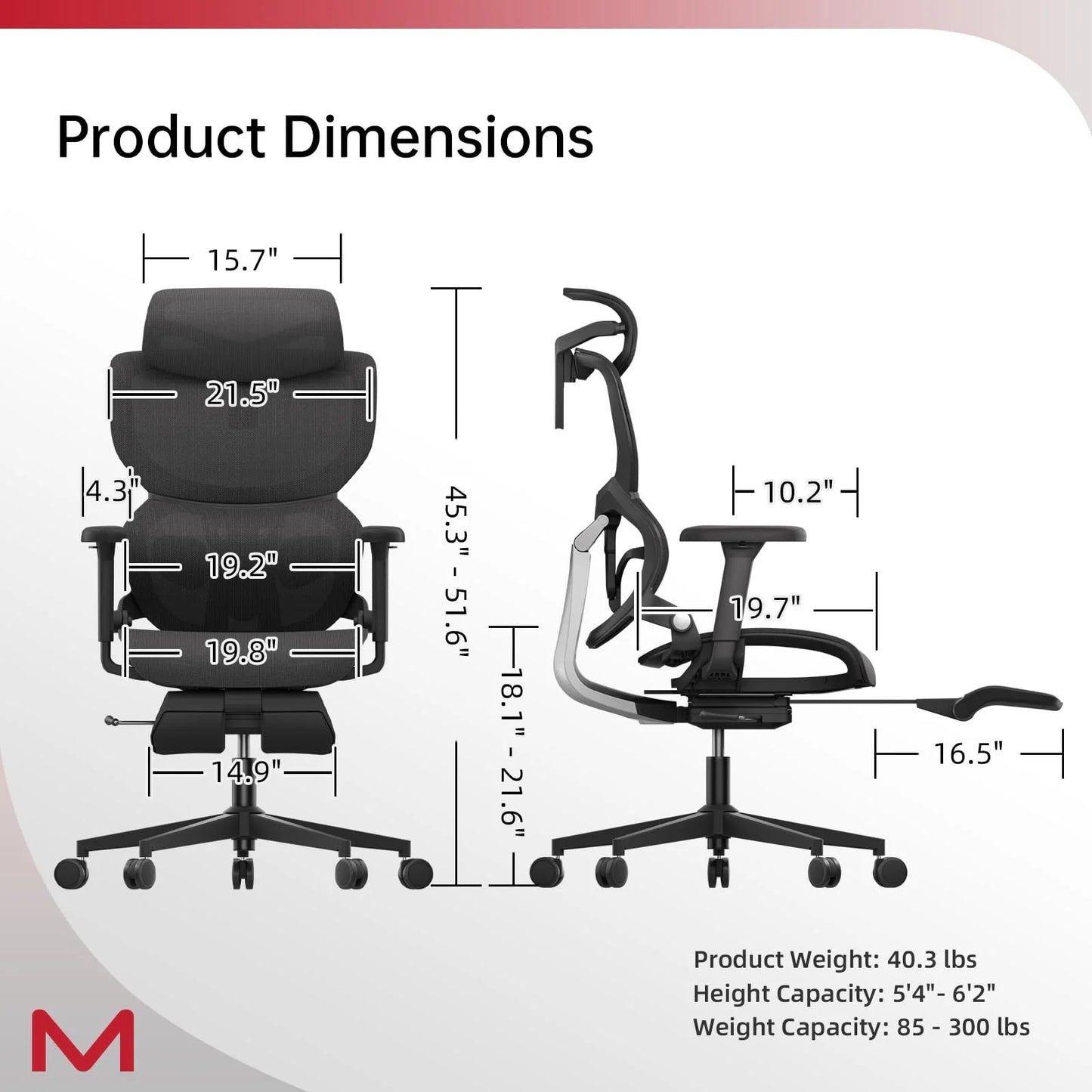 US Local Ergonomic Office Chair With Footrest Home Office Chair With Soft Rubber Lumbar Support Tilt Mesh Computer Chair
