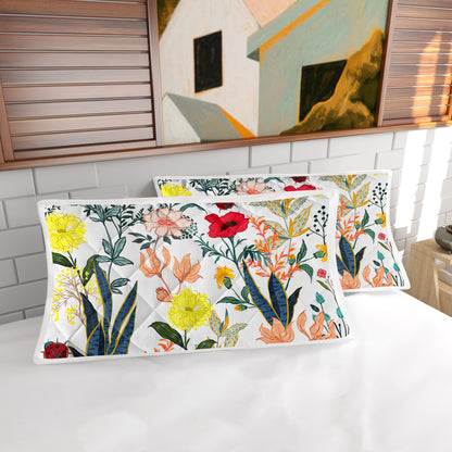 US Local Floral Quilt 3 Pieces Microfiber Quilt Sets Lightweight Bedspreads Botanical Coverlets Quilt Bedding Set All Season Quilts