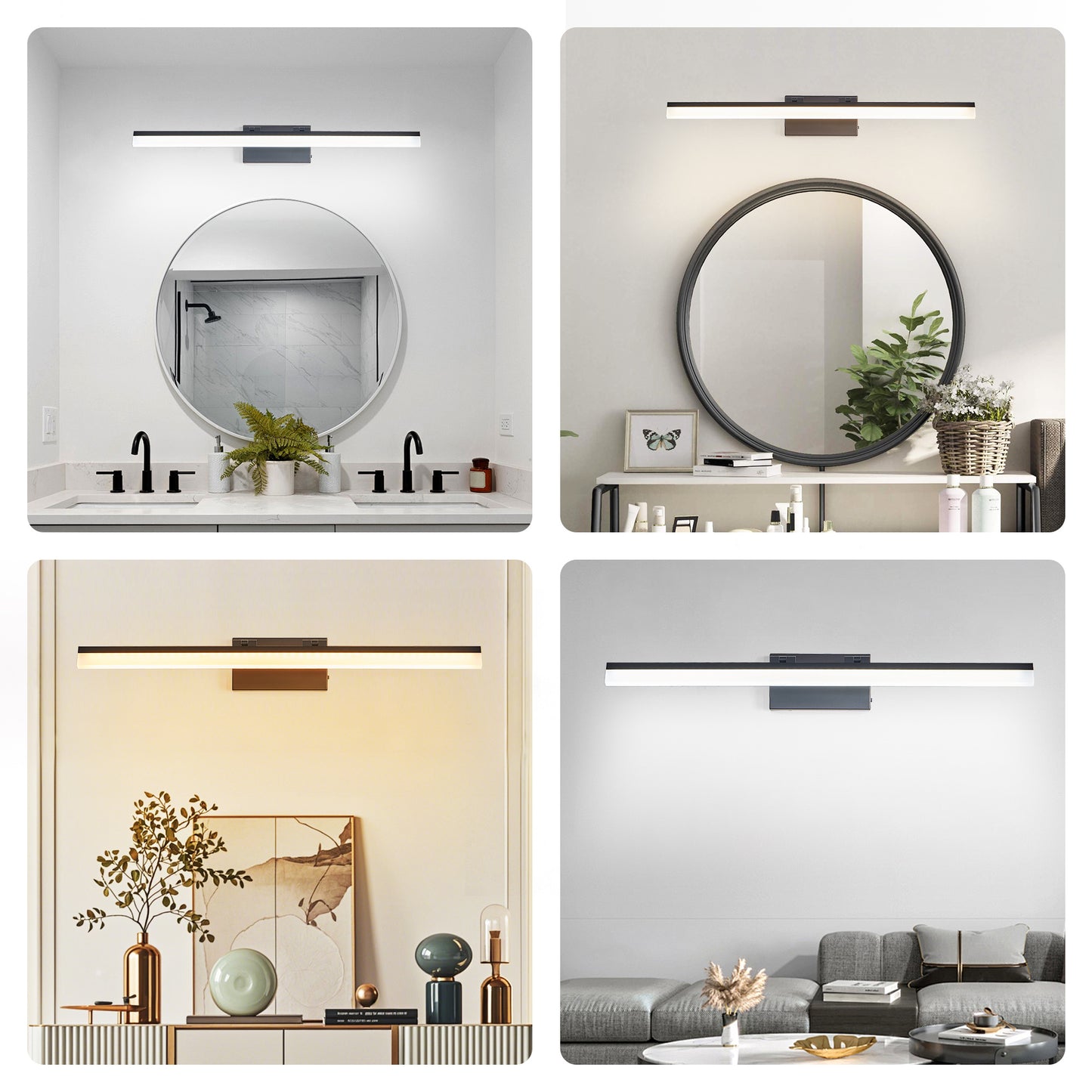 US Local 32 Inch Modern LED Bathroom Vanity Light - Sleek Black Metal Wall Light For Mirror, Dressing Room Or Sink Area