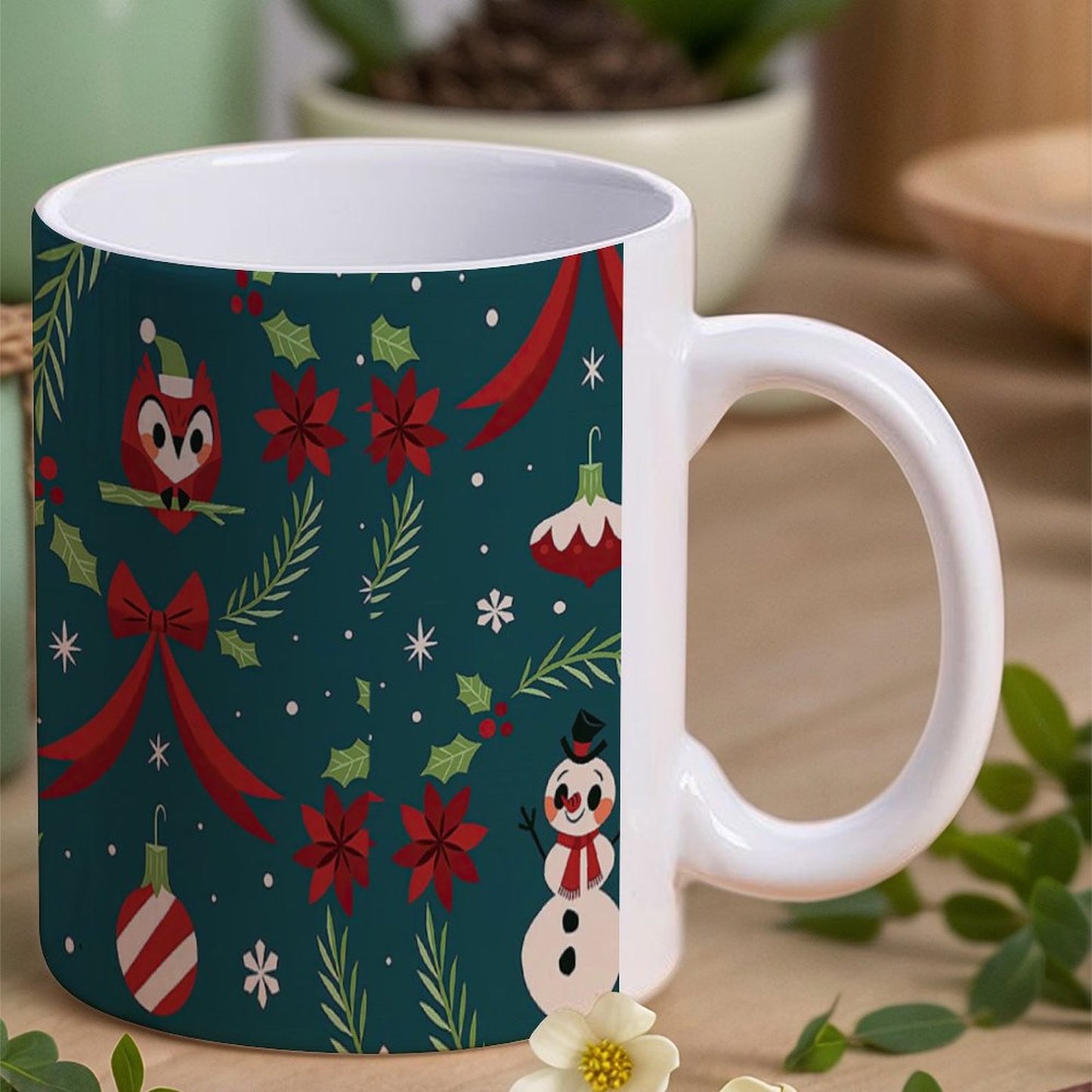 POD US Local White mug with full print, Christmas Snowman Gift 0058