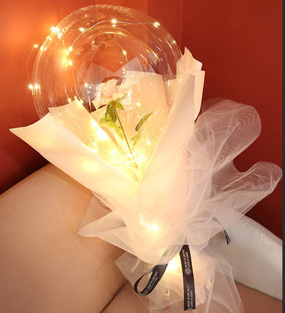 US Local LED Luminous Balloon Rose Bouquet Transparent Bobo Ball Rose