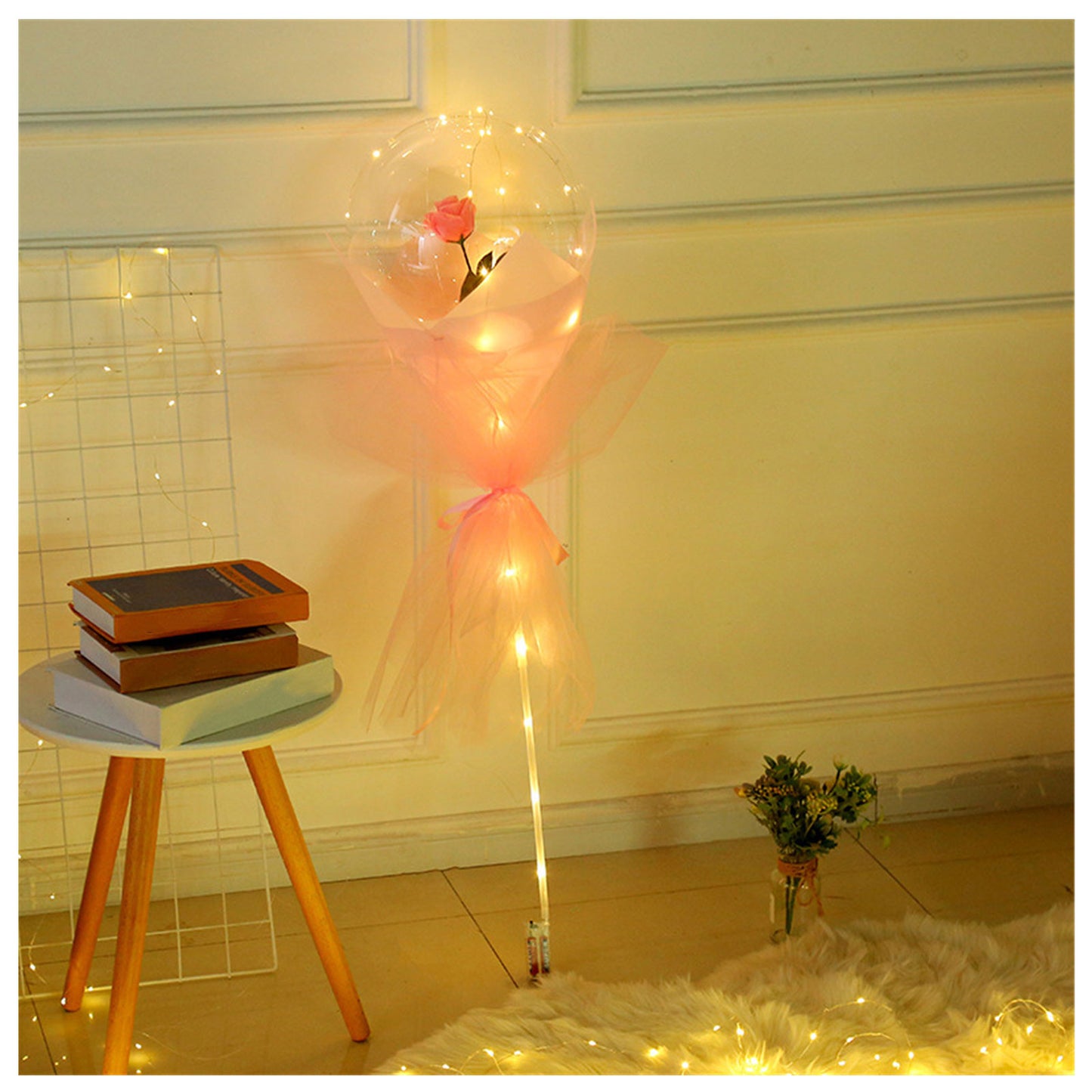 USA Local LED Luminous Balloon Rose Bouquet Transparent Bobo Ball Rose