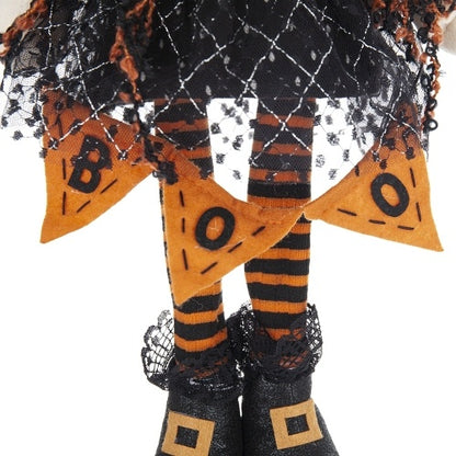 US Local 8.3x5x24 Fabric Standing Gnome W Orange Banner  Spring Body, For Halloween Decor